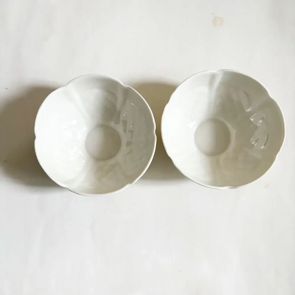 Belleek Ireland Porcelain Bowls set of 2 Shamrock Irish Dish 6